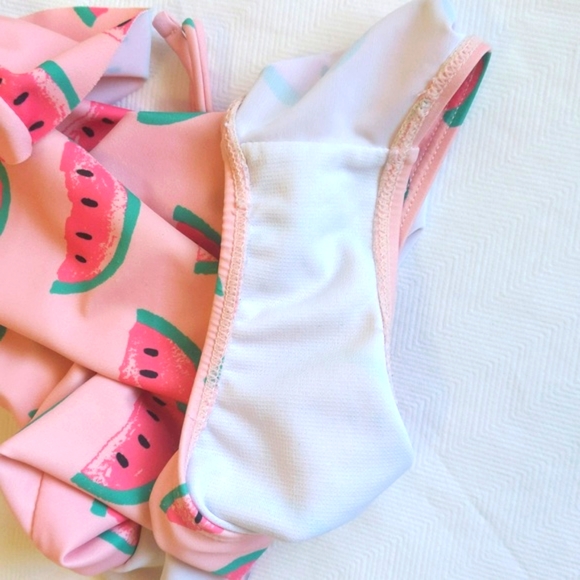 andy & evan watermelon print ruffle one piece swimsuit 3T toddler girls - Picture 7 of 7